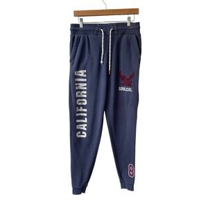 SoulCal Co Mens Y2K Graphic Joggers Size M Navy Fleece Sweatpants Streetwear